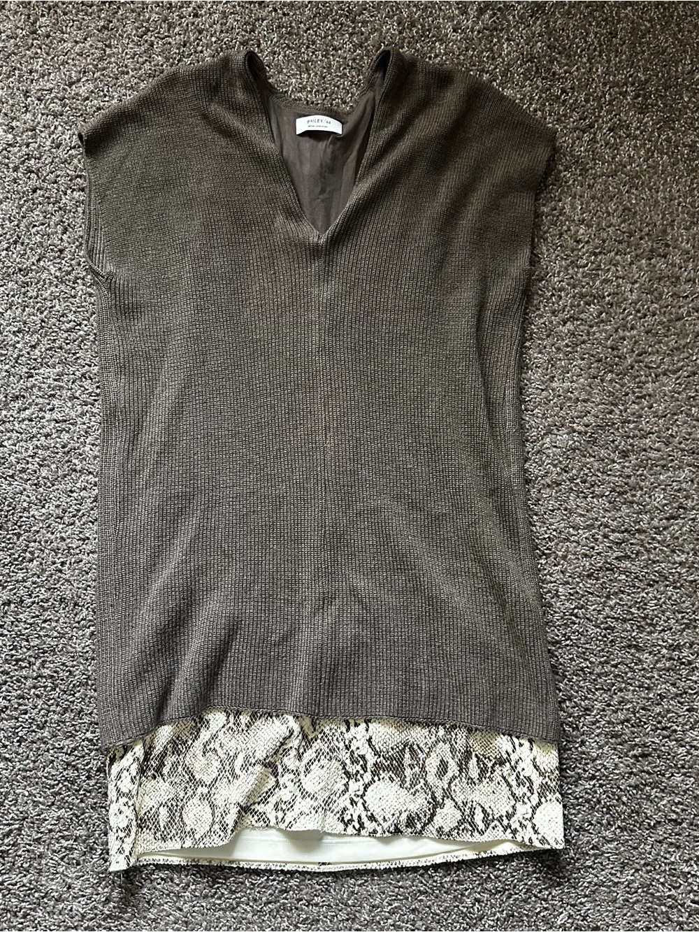 Bailey 44 Snake Print Hem Waffle Knit Sweater Dress Medium